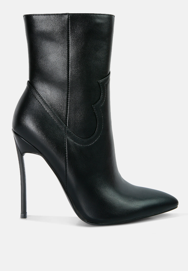 Sienna Pointed Toe Stiletto High Heel Ankle Cowgirl Boots