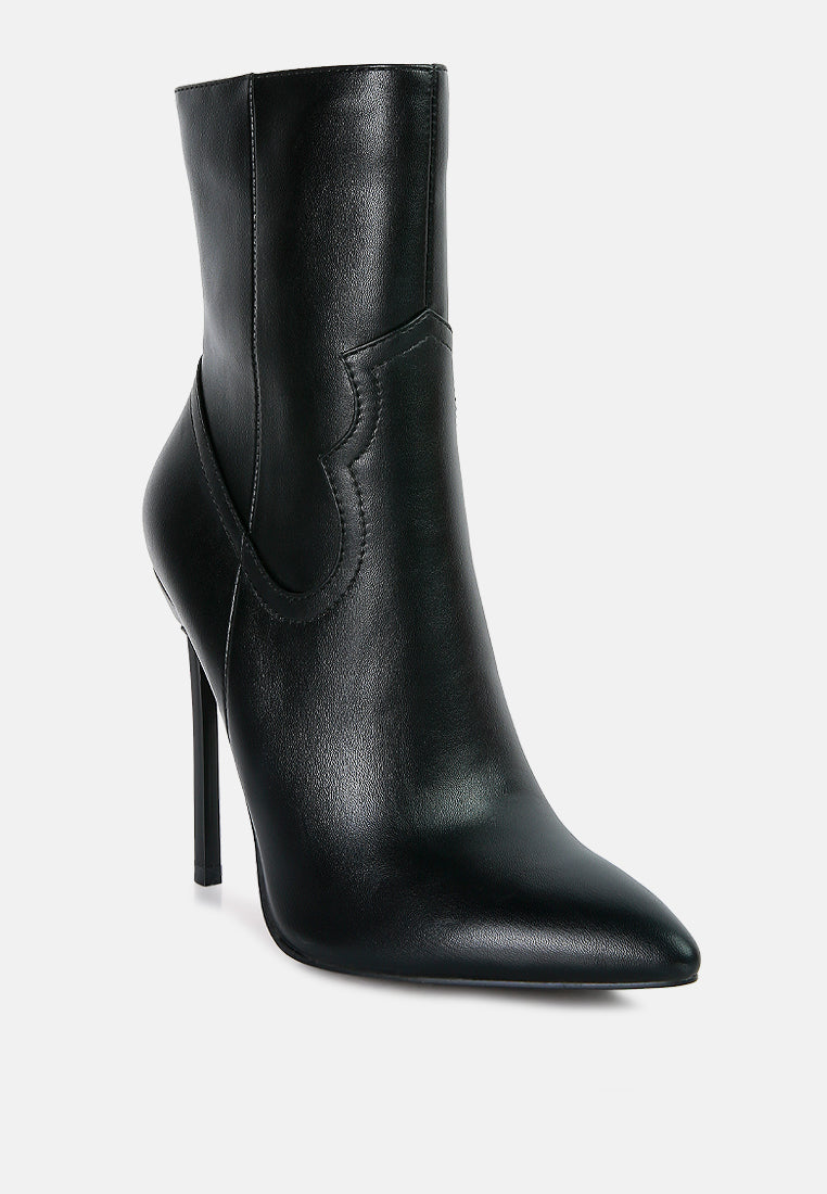 Sienna Pointed Toe Stiletto High Heel Ankle Cowgirl Boots