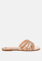 Cindy Rhinestone Details Cut Out Flat Sandals