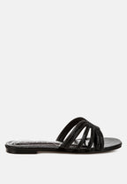 Cindy Rhinestone Details Cut Out Flat Sandals