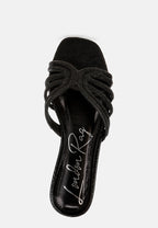 Cindy Rhinestone Details Cut Out Flat Sandals