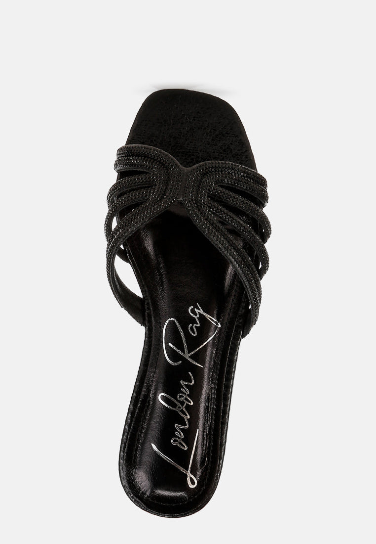 Cindy Rhinestone Details Cut Out Flat Sandals