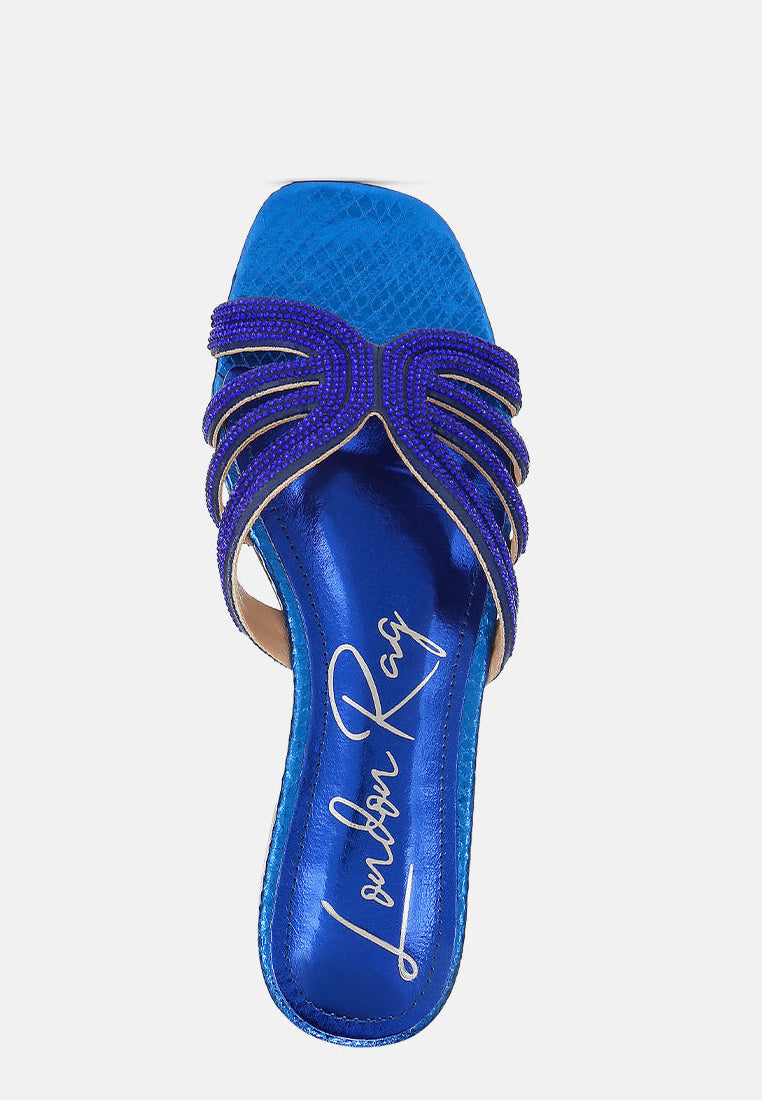 Cindy Rhinestone Details Cut Out Flat Sandals