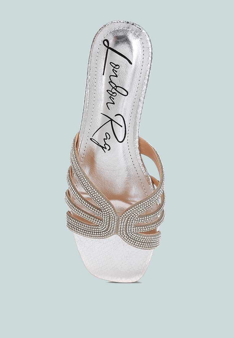 Cindy Rhinestone Details Cut Out Flat Sandals