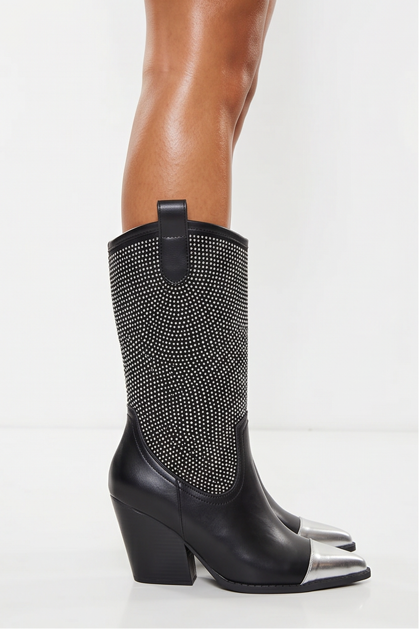 Savannah Chunky Heel Rhinestone Western Cowboy Boots