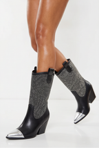 Savannah Chunky Heel Rhinestone Western Cowboy Boots