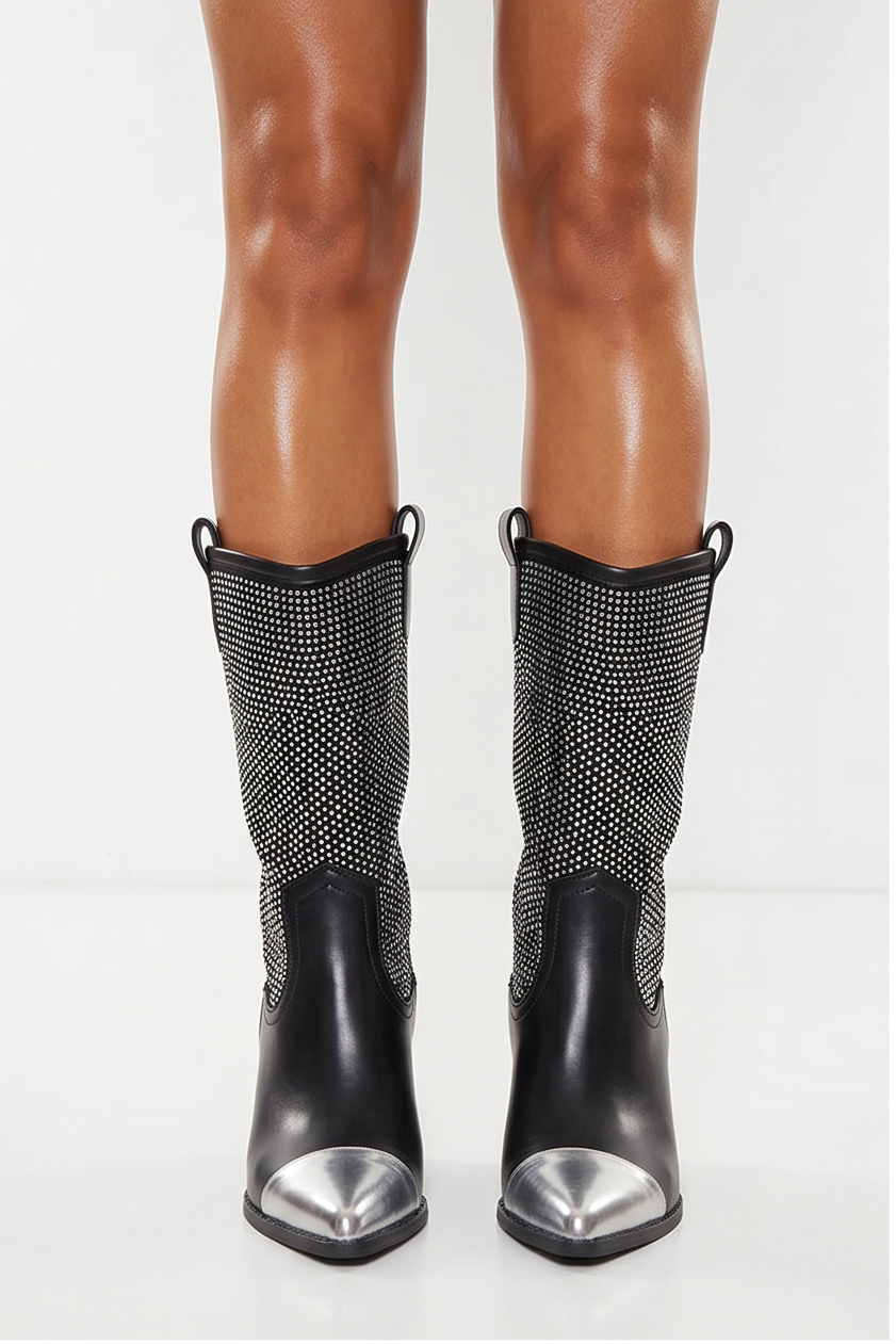 Savannah Chunky Heel Rhinestone Western Cowboy Boots