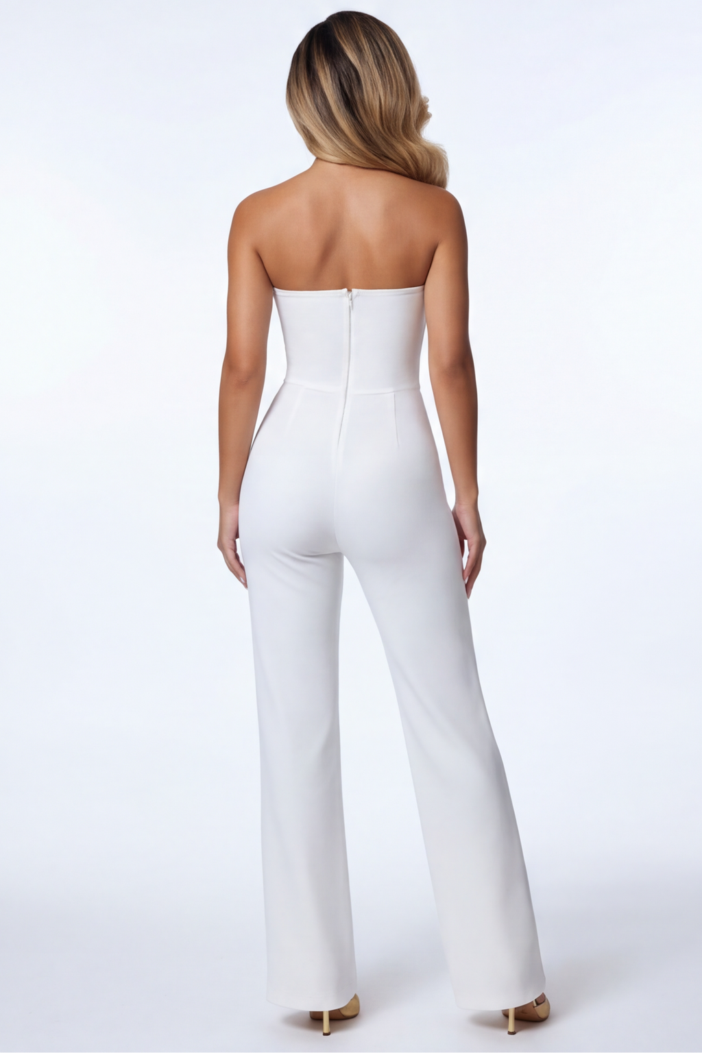 Selena Mirrored Stone Embellished Strapless Jumpsuit