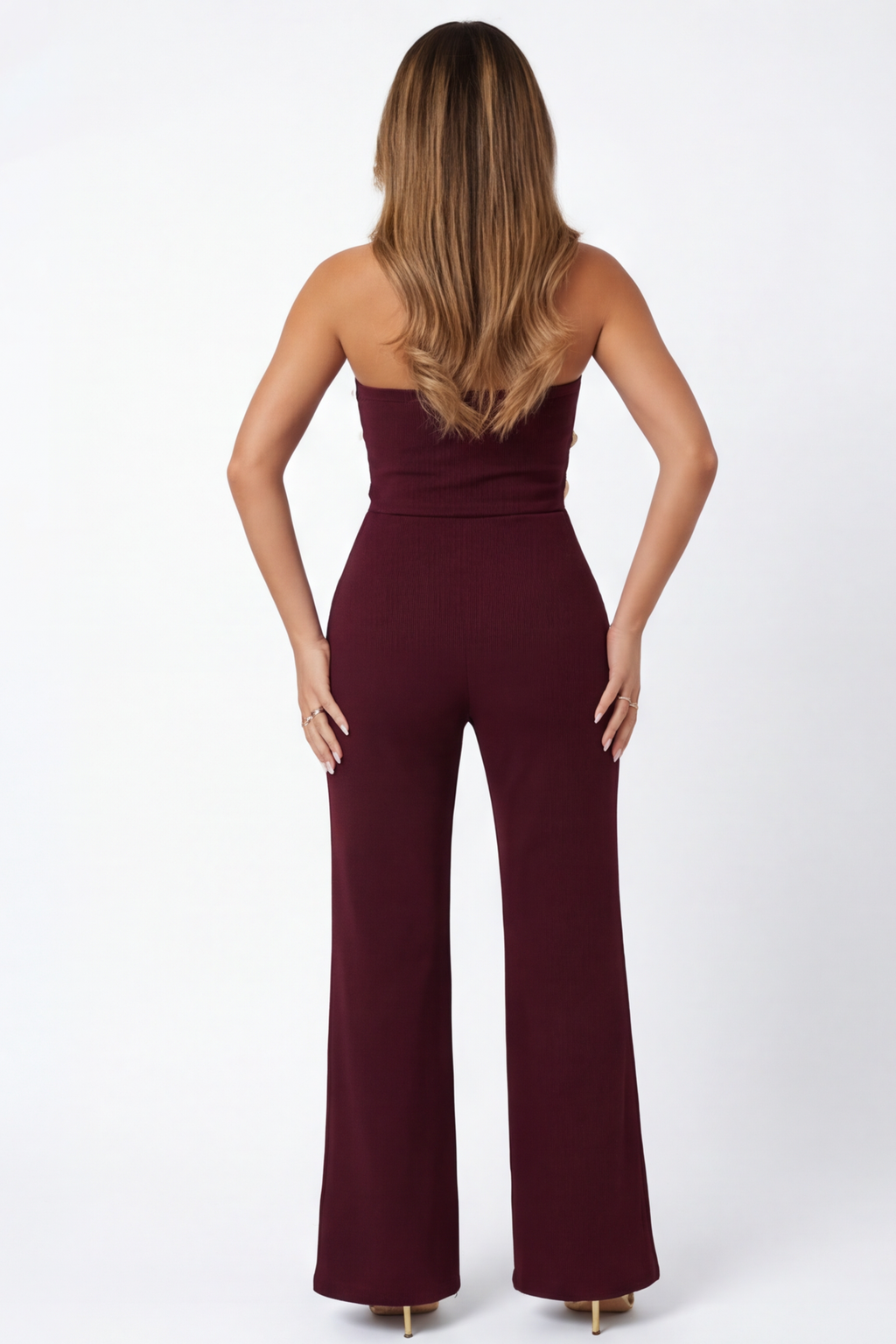 Selena Mirrored Stone Embellished Strapless Jumpsuit