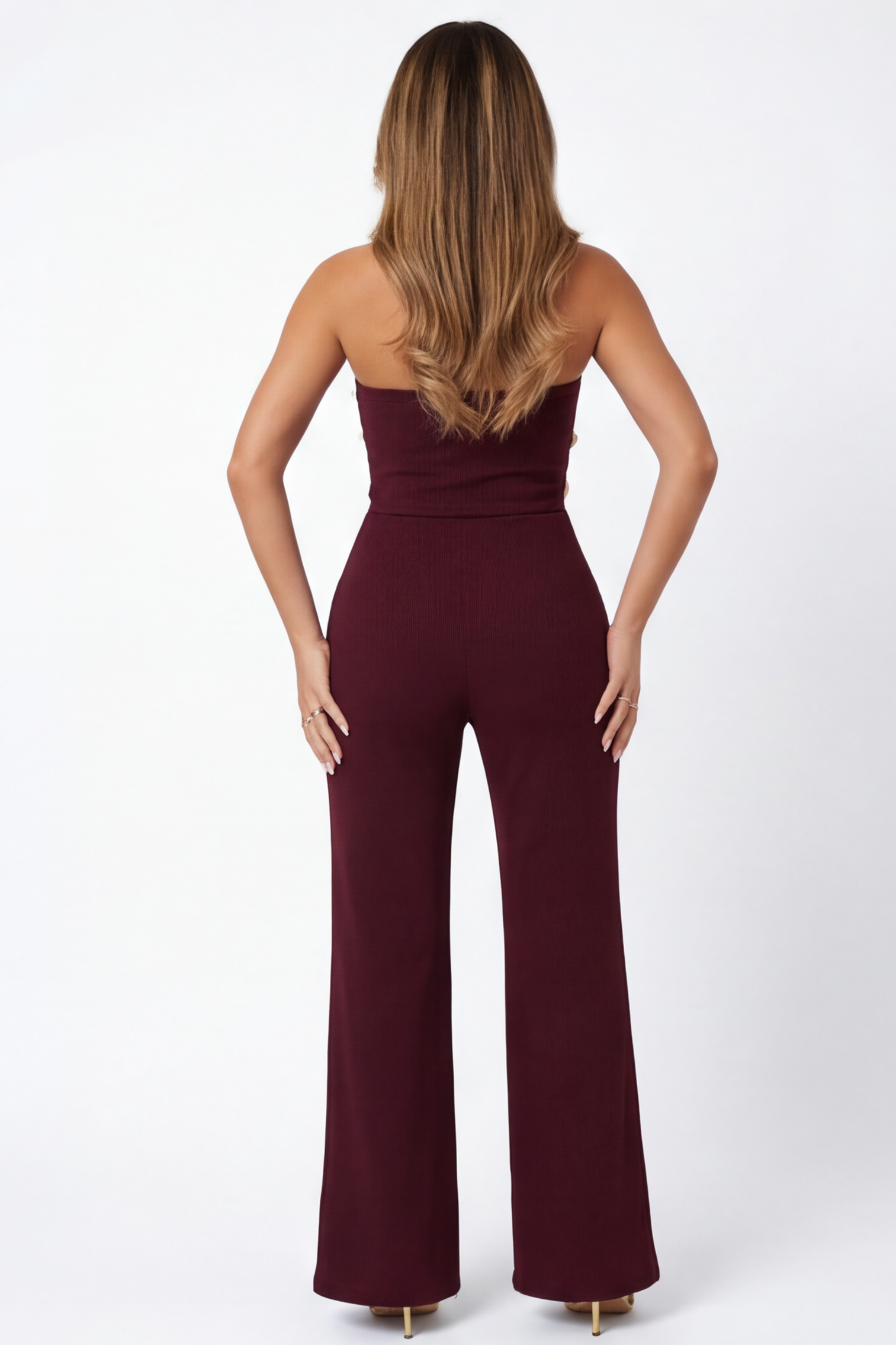 Selena Mirrored Stone Embellished Strapless Jumpsuit