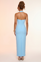 Selene Rhinestone Detail Halter Neck Bandage Maxi Dress
