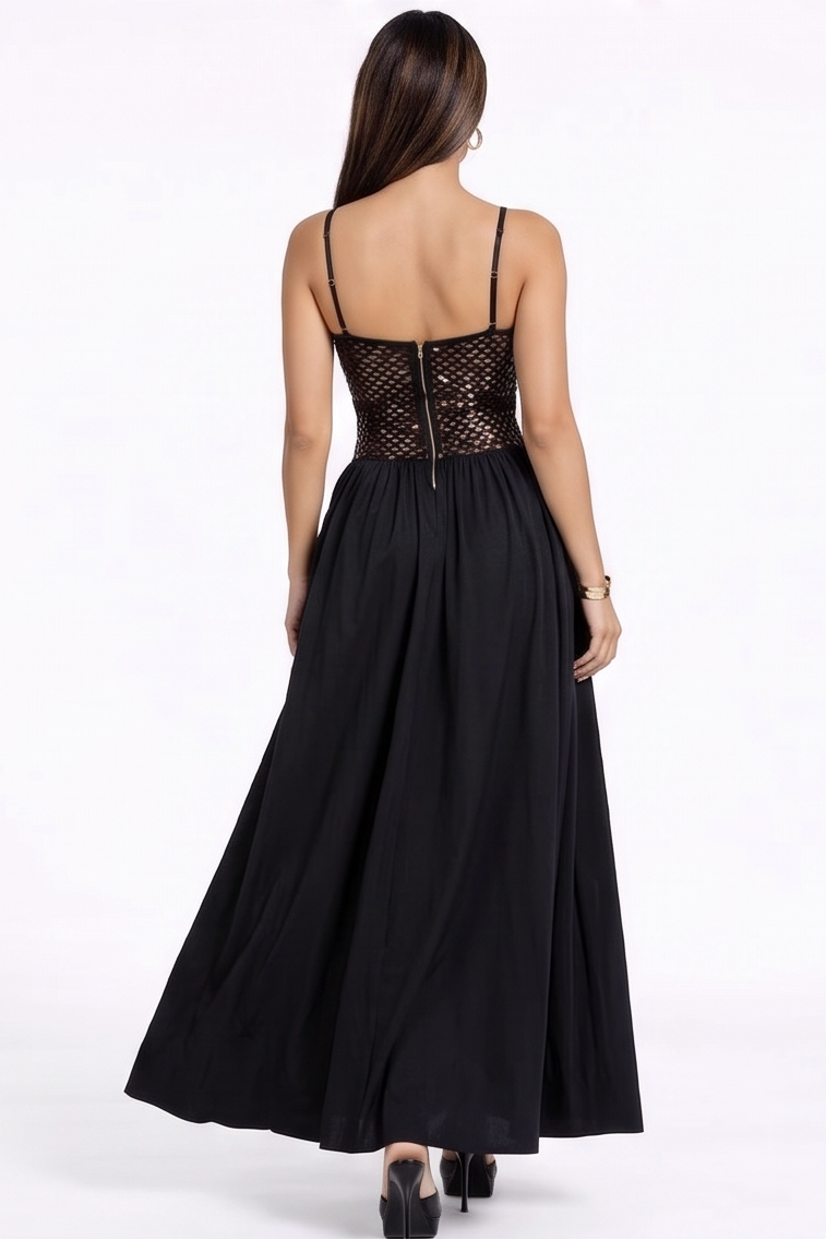 Monaco Sequin Bodice Fit & Flare Maxi Dress