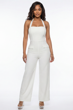 Seraphina Tailored Open Back Halter Neck Jumpsuit