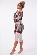 Solana Boho Fringe Romance Print Two Piece Skirt Set