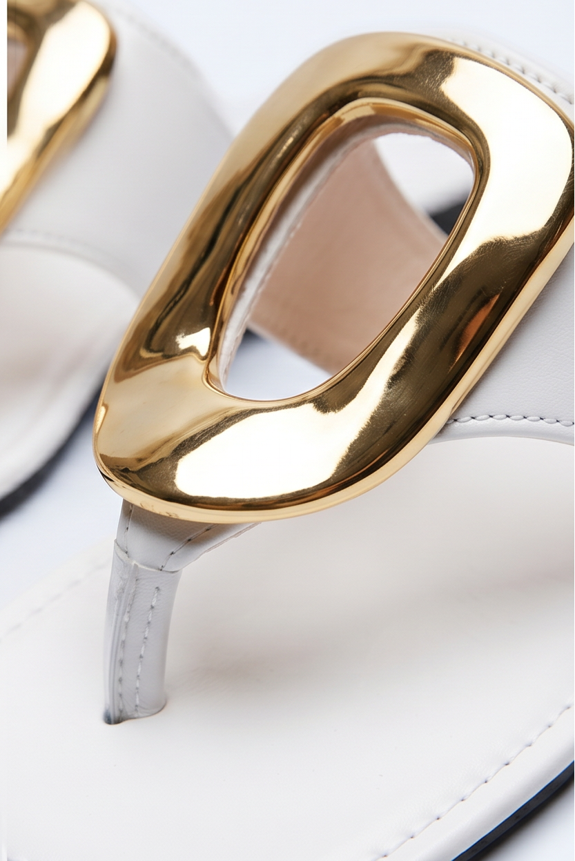 Soleil Gold O Ring Buckle Flat Sandals