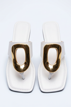 Soleil Gold O Ring Buckle Flat Sandals