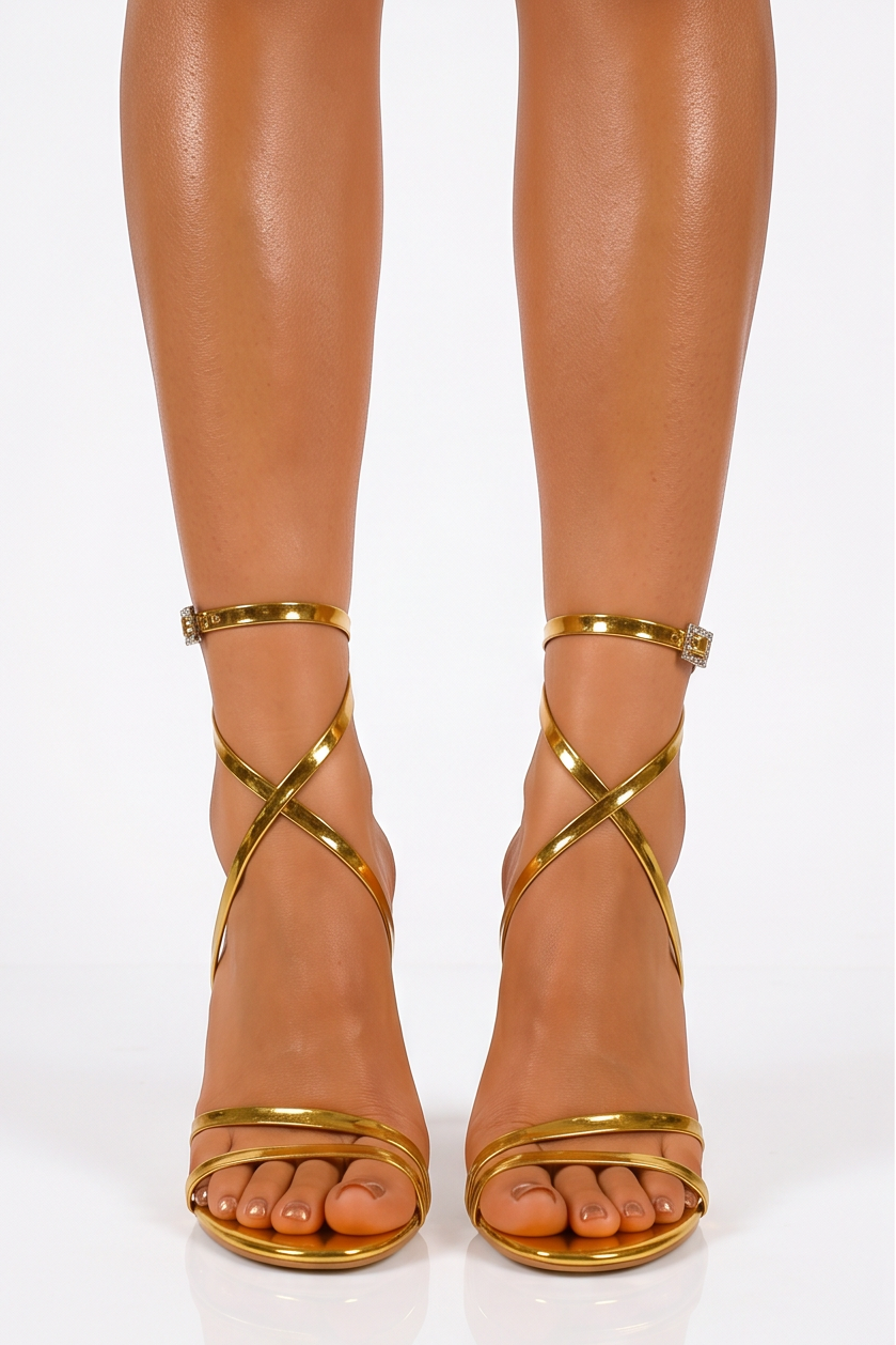 Tessa Round Toe Patent Strappy High Heel Sandals