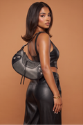 Trina Rhinestones Studded Moto Shoulder Bag