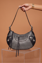 Trina Rhinestones Studded Moto Shoulder Bag