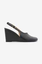 Chloe Split Toe Slingback Wedge High Heel Mules