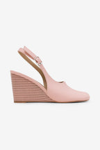 Chloe Split Toe Slingback Wedge High Heel Mules