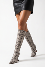 Valentina Pointed Toe Flared Heel Knee High Boots