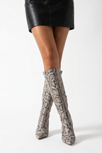 Valentina Pointed Toe Flared Heel Knee High Boots