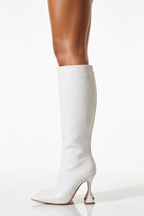 Valentina Pointed Toe Flared Heel Knee High Boots