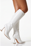 Valentina Pointed Toe Flared Heel Knee High Boots