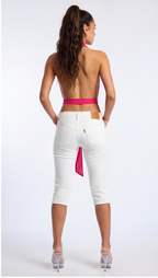 Veronica Scarf Waist Deep V Plunge Neck Halter Top