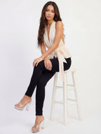 Veronica Scarf Waist Deep V Plunge Neck Halter Top