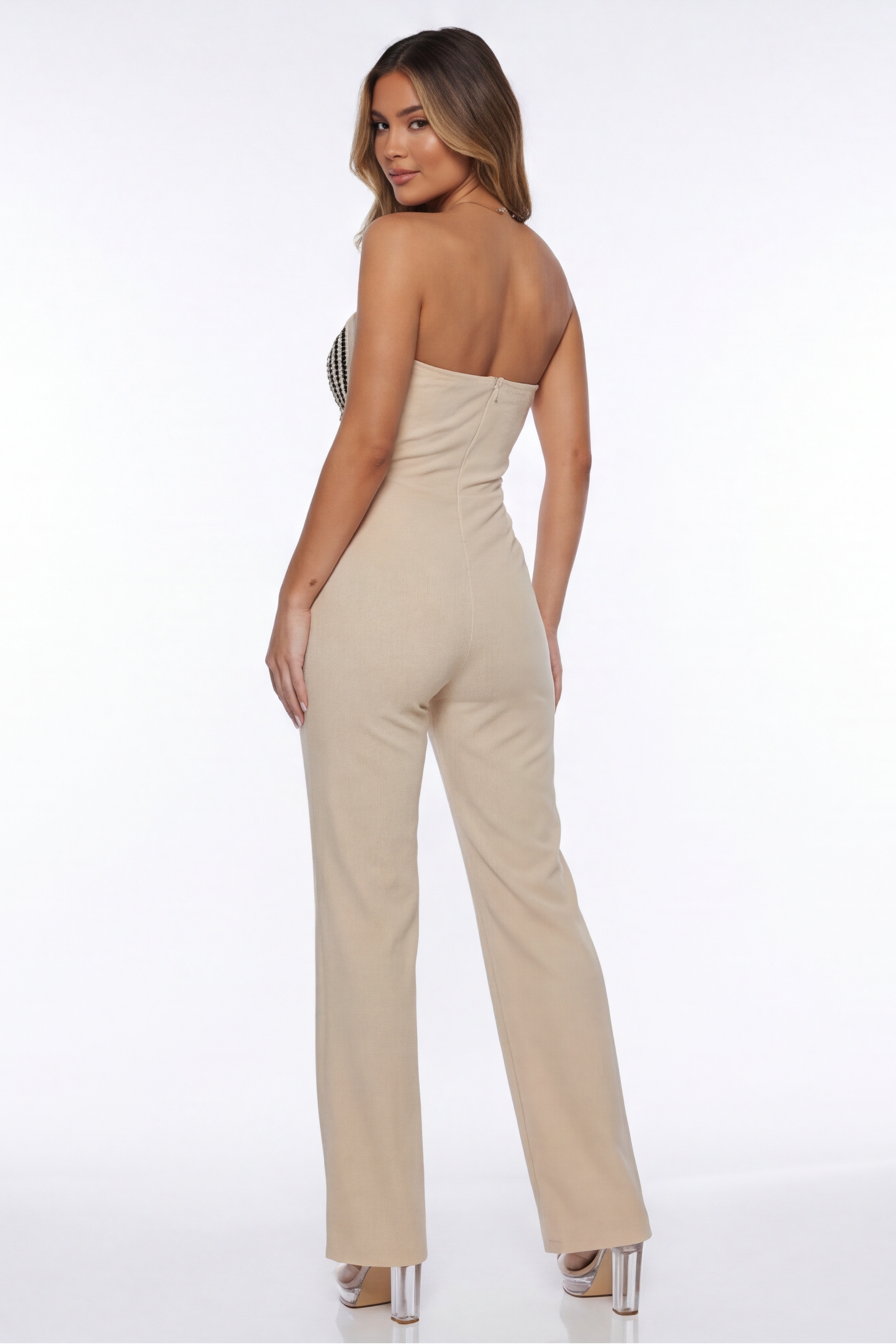 Zaria Twisted Rope Bust Detail Strapless Jumpsuit