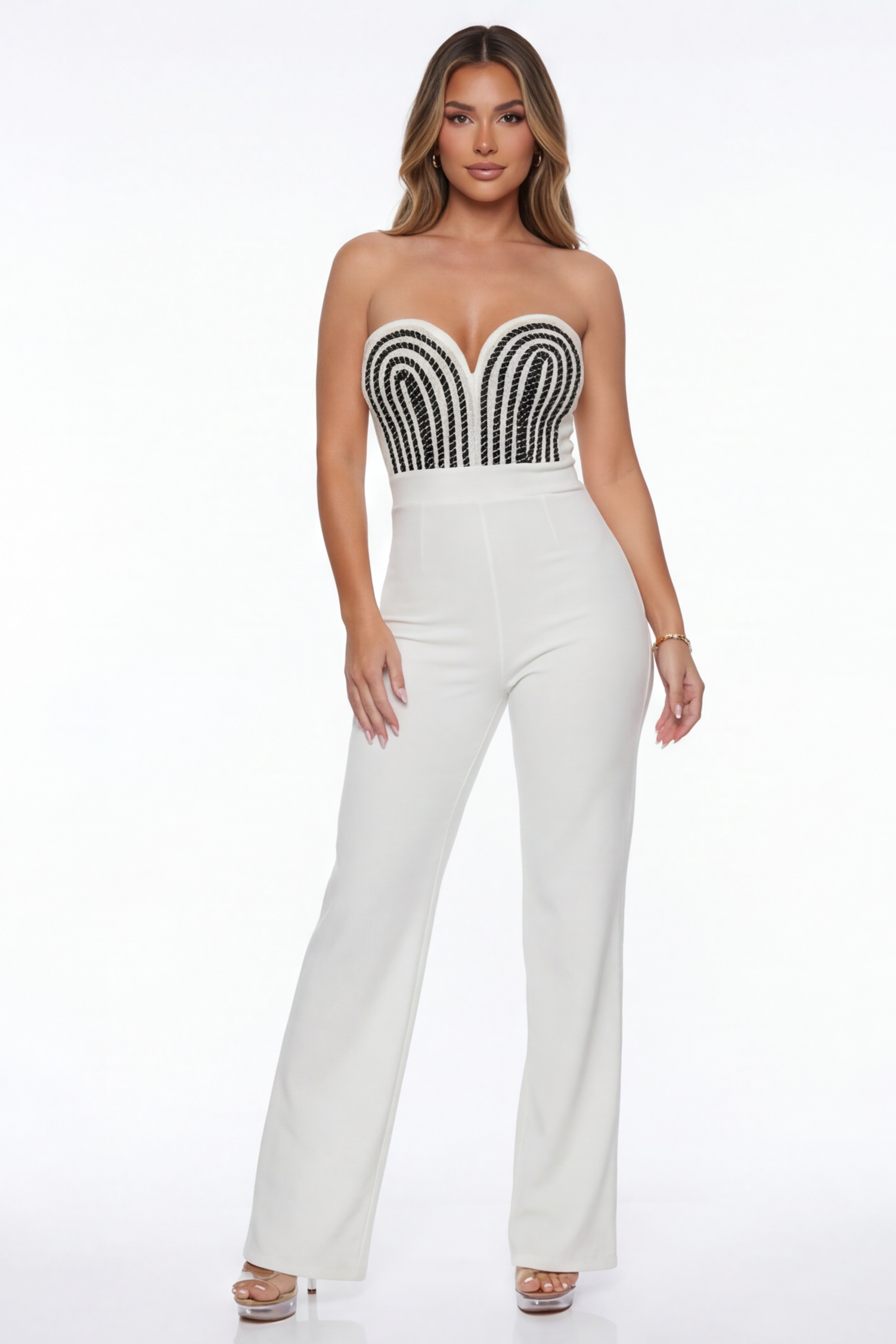 Zaria Twisted Rope Bust Detail Strapless Jumpsuit