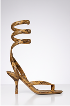 Zoe Snake Print Ankle Wrap High Heel Sandals