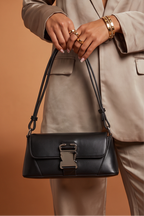 Zuri Faux Leather Metal Buckle Shoulder Bag