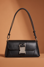 Zuri Faux Leather Metal Buckle Shoulder Bag