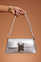 Zuri Faux Leather Metal Buckle Shoulder Bag