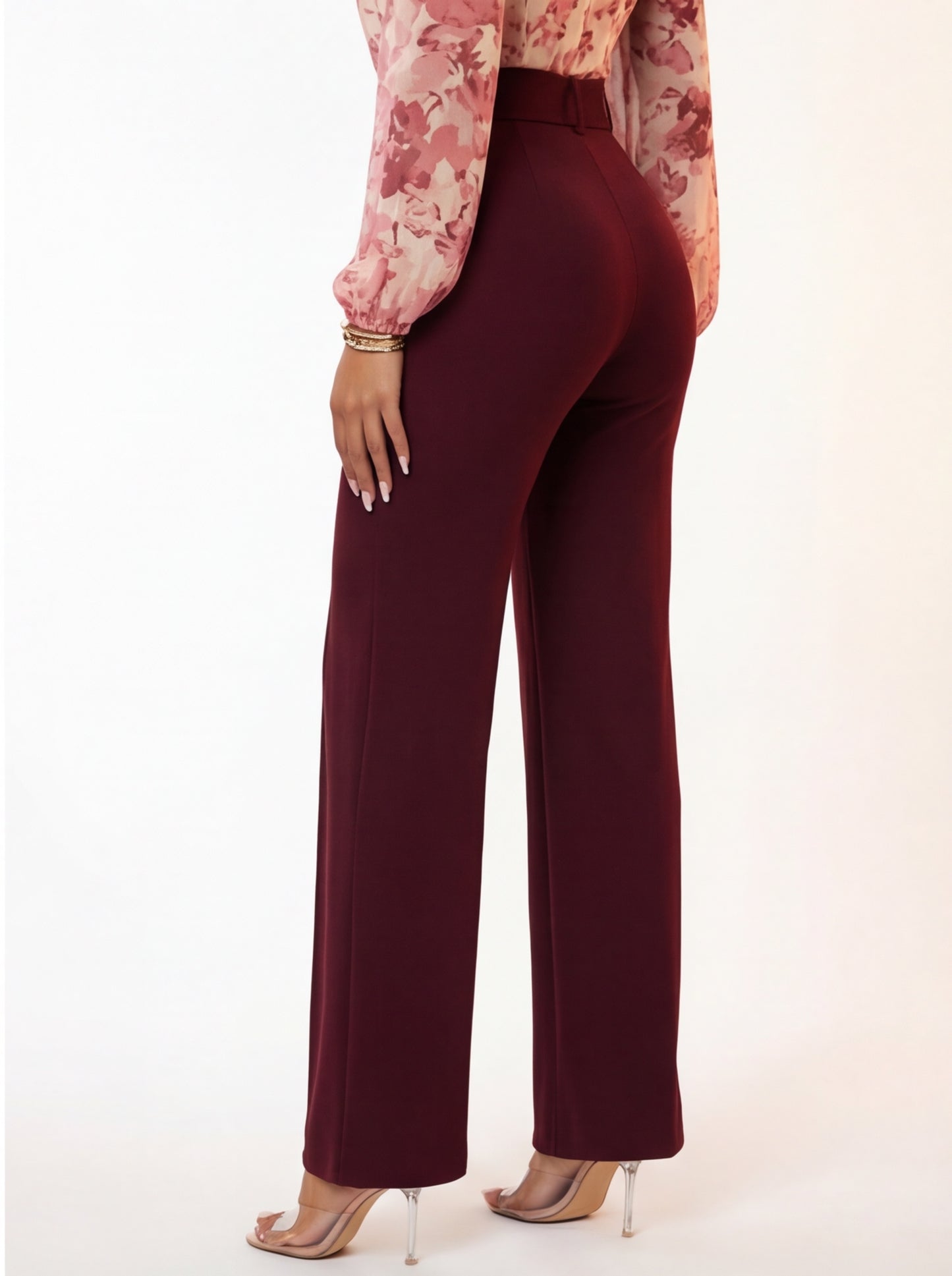 Nina Buckle Belt Flare Leg High Waisted Pants