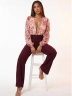 Nina Buckle Belt Flare Leg High Waisted Pants