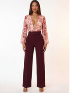 Nina Buckle Belt Flare Leg High Waisted Pants