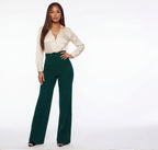 Nina Buckle Belt Flare Leg High Waisted Pants