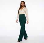 Nina Buckle Belt Flare Leg High Waisted Pants
