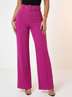 Nina Buckle Belt Flare Leg High Waisted Pants