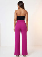 Nina Buckle Belt Flare Leg High Waisted Pants