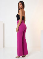 Nina Buckle Belt Flare Leg High Waisted Pants