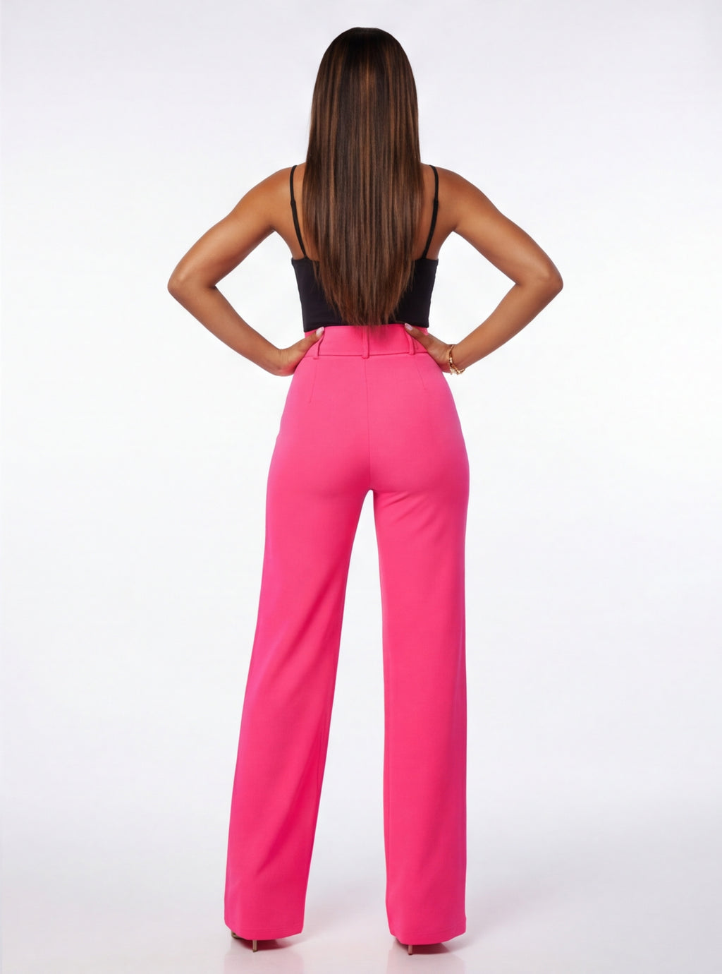 Nina Buckle Belt Flare Leg High Waisted Pants
