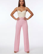 Nina Buckle Belt Flare Leg High Waisted Pants