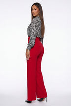 Nina Buckle Belt Flare Leg High Waisted Pants