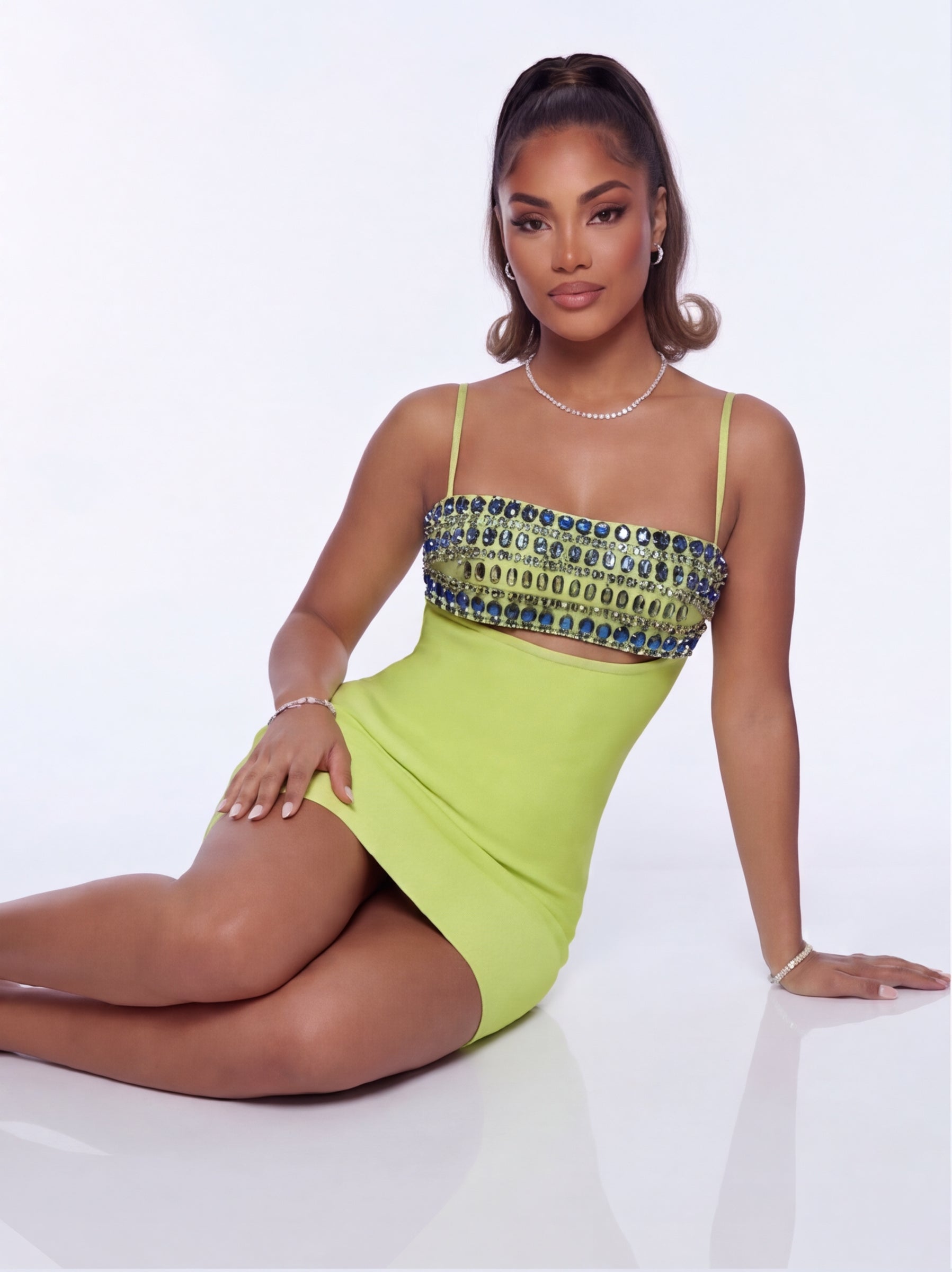 Lorie Embellished Sculpt Bandage Mini Dress
