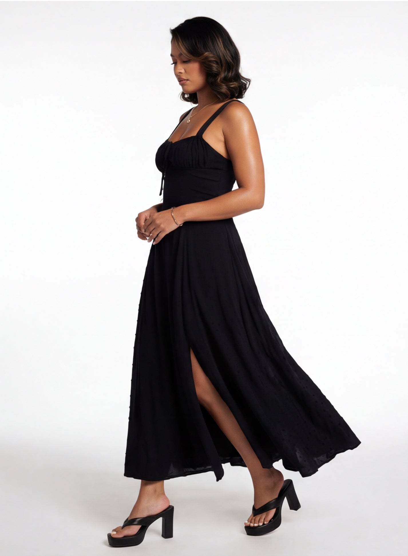 Maryana Lace Up Back Bone In Corset Maxi Dress